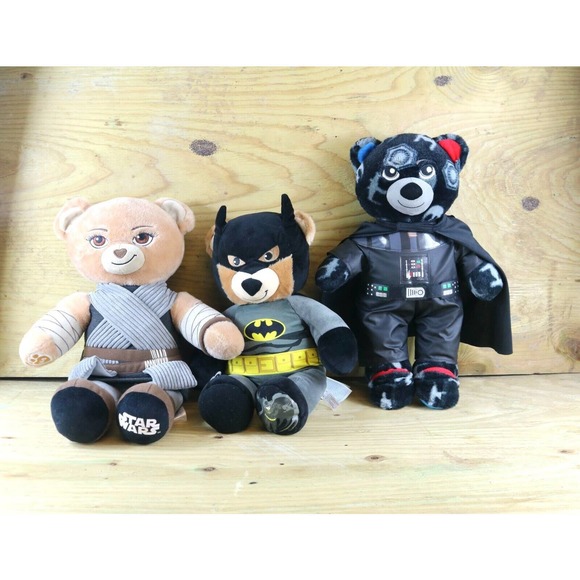 Lot of 3 Build a Bear Star Wars, Batman Plush Rey, Dark Side Bears Animals